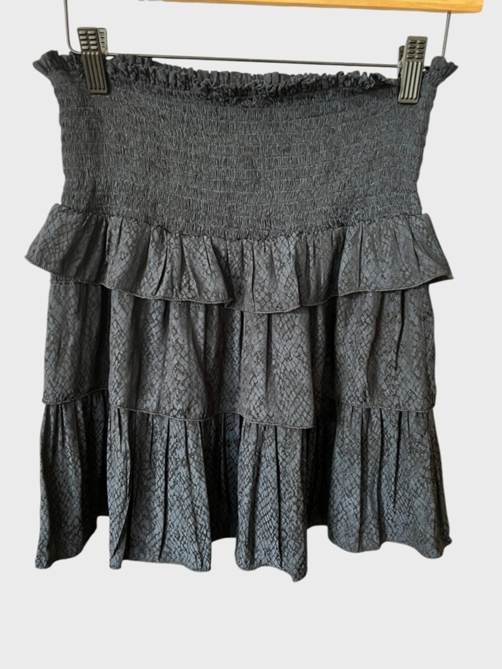 KOCH Smocked Tiered Ruffle Mini Skirt - Black